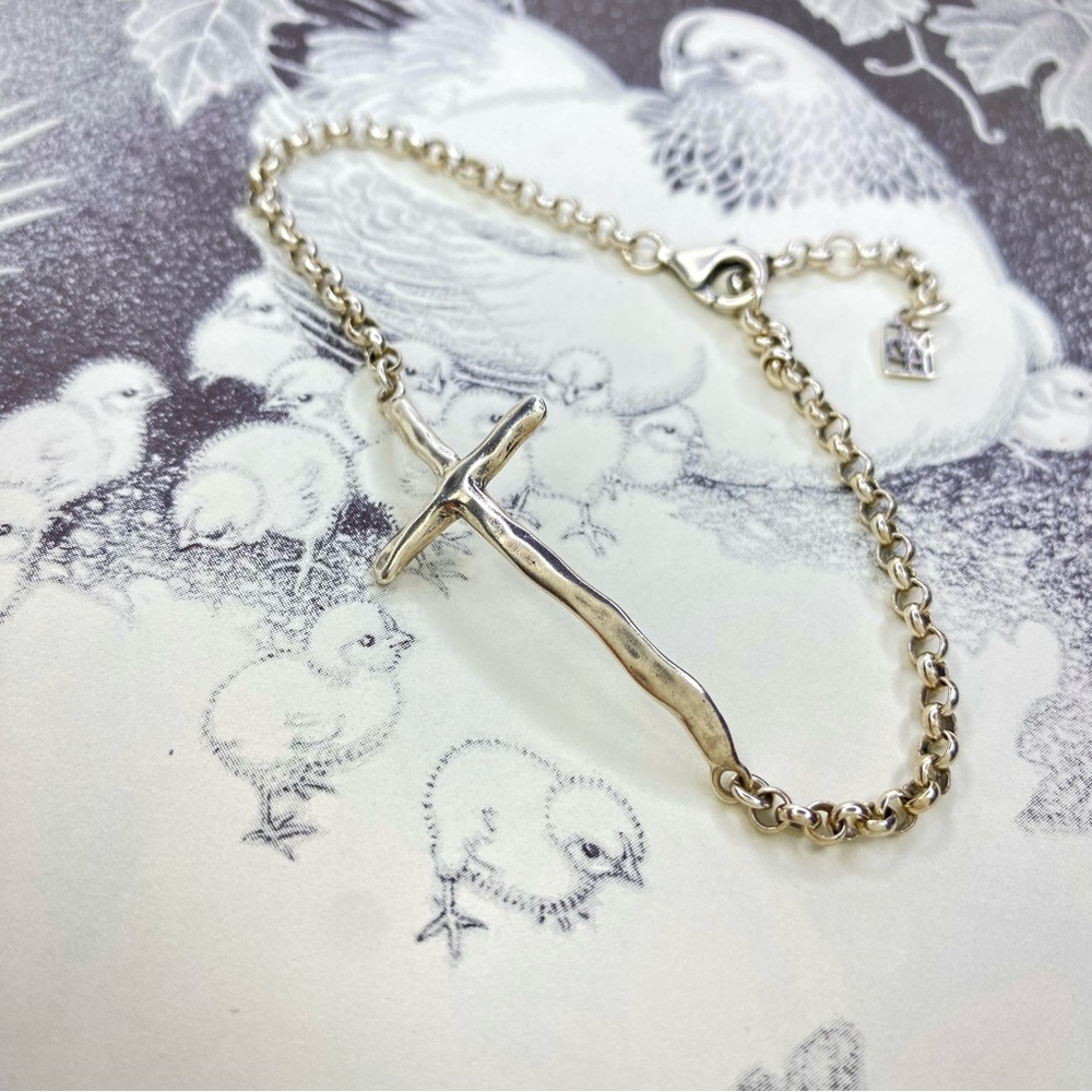 Chaplin and Hollister 925 Silver Cross Bracelet with Extention Chain